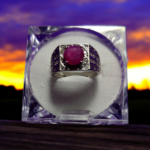 AAA quality ruby ring with silver frame pakistan