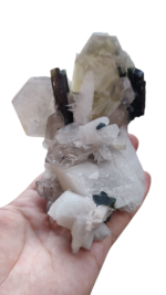 green cap tourmaline combine with quartz, mica and albite stone from stack nala gilgit baltitan