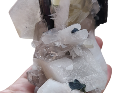 green cap tourmaline combine with quartz, mica and albite stone from stack nala gilgit baltitan