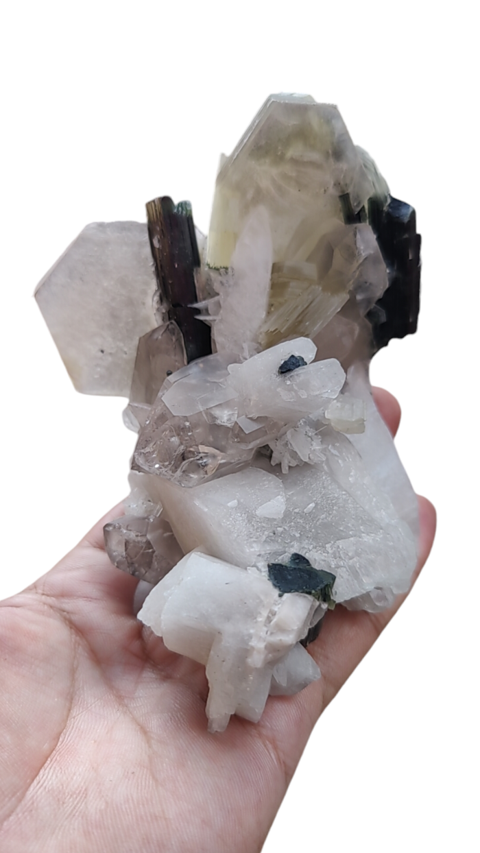 green cap tourmaline combine with quartz, mica and albite stone from stack nala gilgit baltitan