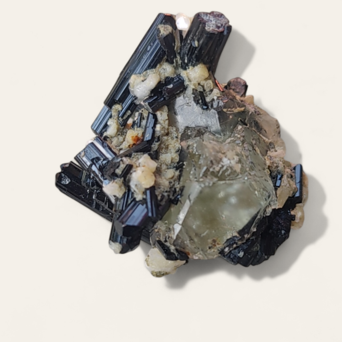 Green Fluorite with Black Tourmaline