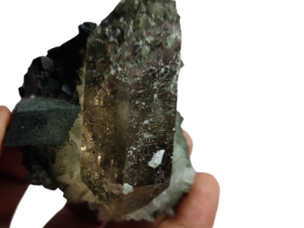 very rare smokey quartz combine with calcite stone from khp mine